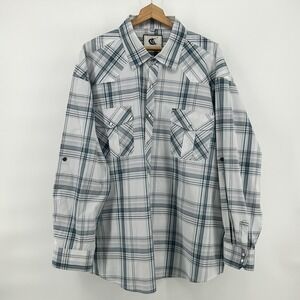 Coevals Club Western Shirt Mens 3XL Pearl‎ Snap Plaid Roll Tab Cowboy Rodeo